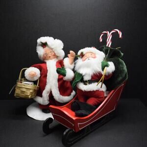 Mr & Mrs Santa Claus Annalee Mobilitee Poseable Christmas Eve Bag of Gifts 2003